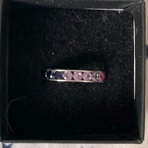 Multi color sapphire eternity ring in Sterling Silver